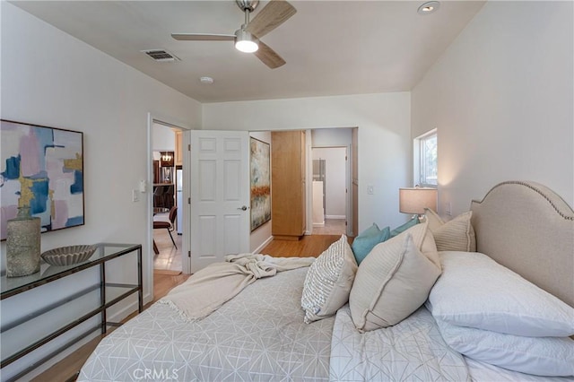 624 S Reese Pl, Burbank, CA 91506 - bedroom with wood finished floors and ceiling fan