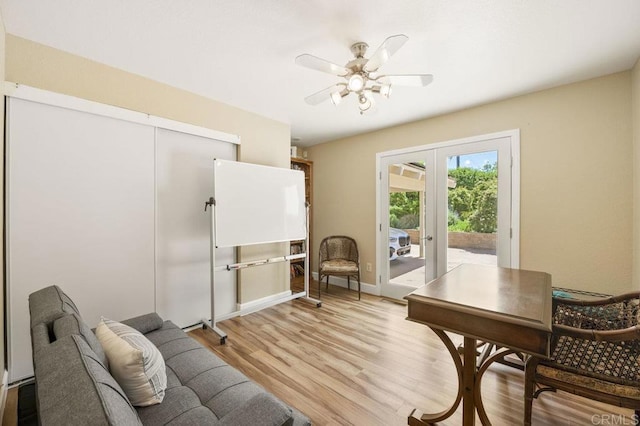 15935 Mac Tan Ln, Valley Center, CA 92082 - office area with ceiling fan, french doors, and light wood-type flooring