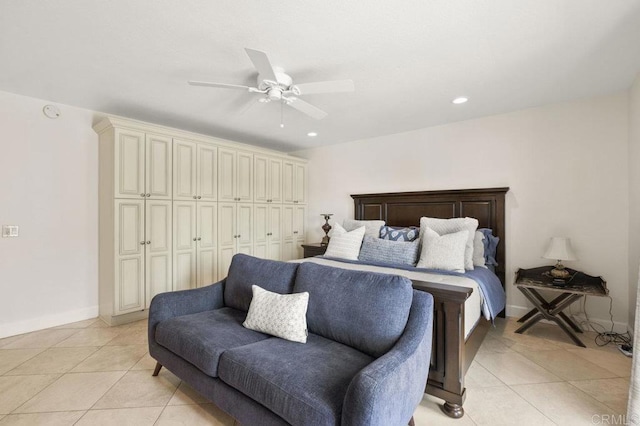 15935 Mac Tan Ln, Valley Center, CA 92082 - bedroom featuring light tile patterned floors, ceiling fan, recessed lighting, and a closet