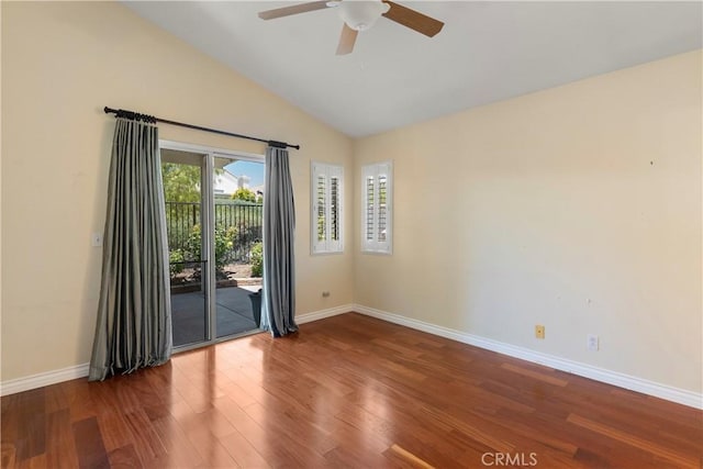 23998 Via Astuto, Murrieta, CA 92562 - unfurnished room with ceiling fan, wood finished floors, and high vaulted ceiling