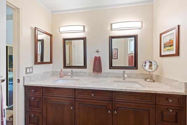 2274 Via Tomas, Camarillo, CA 93010 - bathroom with double vanity and crown molding