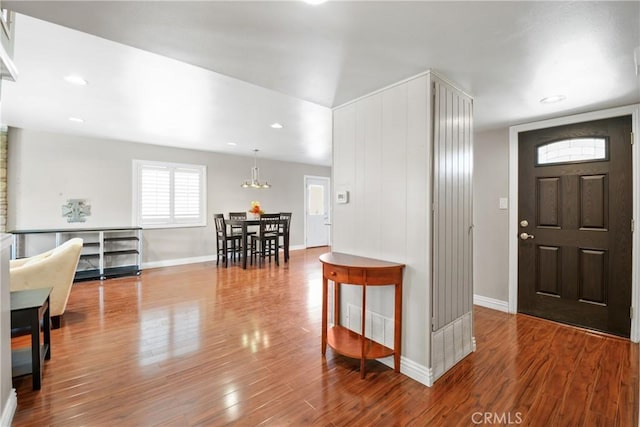 6433 San Marcos Way, Buena Park, CA 90620 - foyer entrance with wood finished floors, recessed lighting, and a chandelier