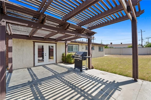 6433 San Marcos Way, Buena Park, CA 90620 - view of patio / terrace featuring french doors, area for grilling, and a pergola