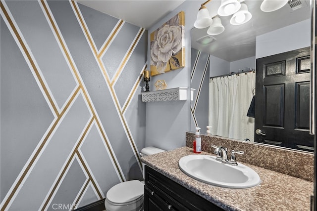 26120 Goldman Pl, Saugus, CA 91350 - bathroom featuring vanity, a decorative wall, and a shower with curtain