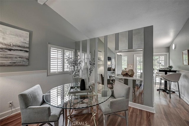 21812 Raintree Ln, Lake Forest, CA 92630 - dining space featuring wood finished floors and lofted ceiling