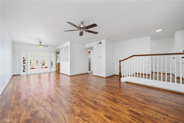 10519 La Rosa Cir, Fountain Valley, CA 92708 - unfurnished living room with ceiling fan and wood finished floors