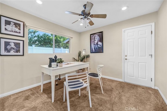 17106 Donmetz St, Granada Hills, CA 91344 - carpeted office space featuring a ceiling fan and recessed lighting