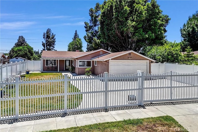 17106 Donmetz St, Granada Hills, CA 91344 - ranch-style house with an attached garage, a fenced front yard, and concrete driveway
