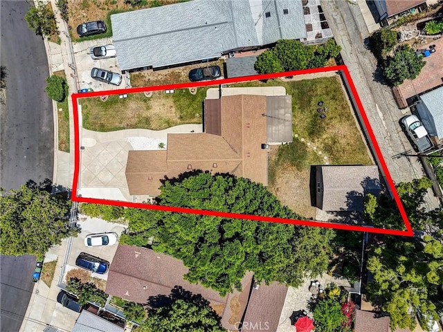 17106 Donmetz St, Granada Hills, CA 91344 - aerial view of property and surrounding area featuring property boundaries highlighted