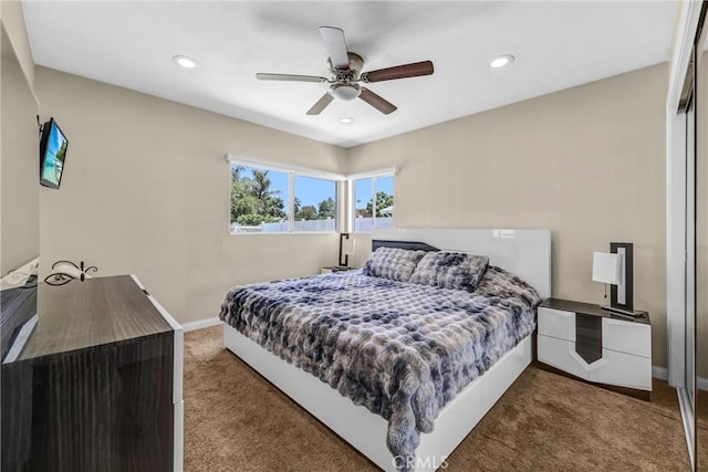 17106 Donmetz St, Granada Hills, CA 91344 - bedroom featuring carpet flooring, recessed lighting, and ceiling fan