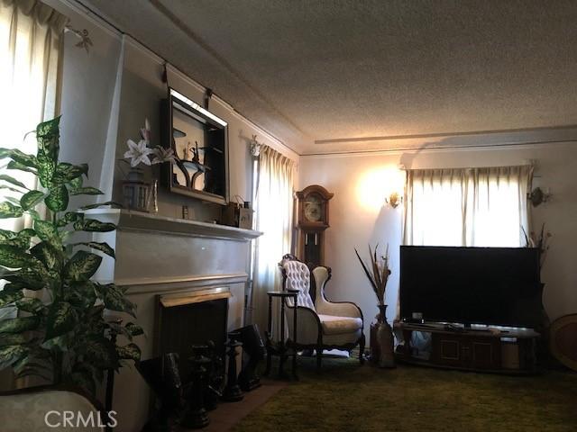 844 W 74th St, Los Angeles, CA 90044 - living area featuring a textured ceiling