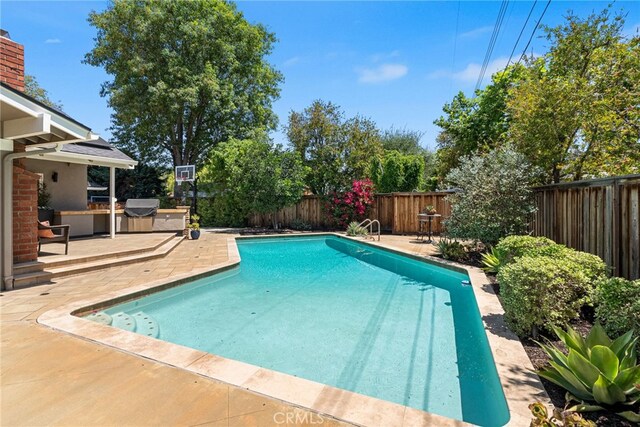 11212 Brunswick Way N, Tustin, CA 92705 - view of swimming pool with a patio area, a fenced backyard, and a grill