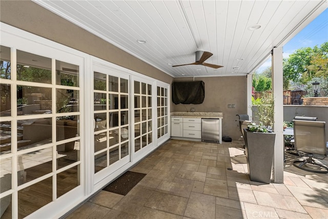 11212 Brunswick Way N, Tustin, CA 92705 - view of patio / terrace with french doors and a ceiling fan