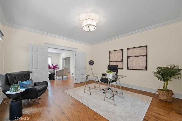 268 S Norton Ave, Los Angeles, CA 90004 - home office with wood finished floors, crown molding, and a chandelier