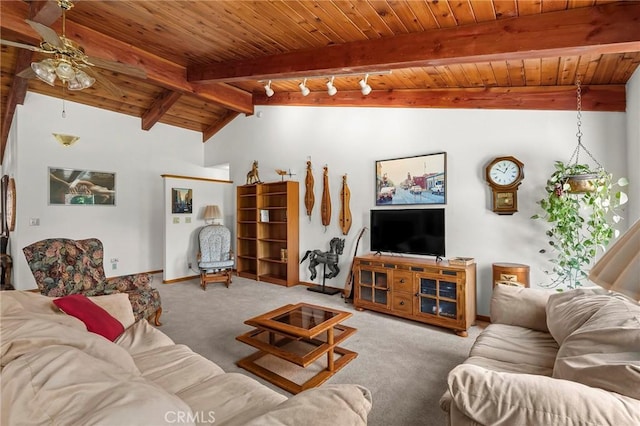 512 S Crawford Ave, Willows, CA 95988 - carpeted living room with wooden ceiling and ceiling fan