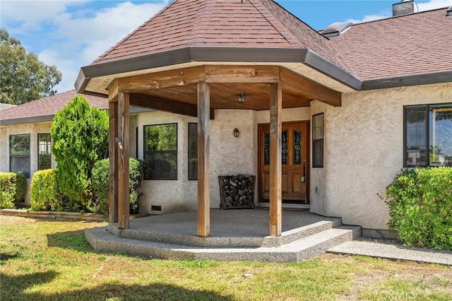 512 S Crawford Ave, Willows, CA 95988 - entrance to property with stucco siding, roof with shingles, and covered porch