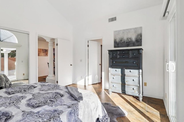 1837 Avenida Sevilla, Oceanside, CA 92056 - bedroom featuring ornate columns and access to outside