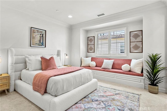 7 Kent Ct, Ladera Ranch, CA 92694 - bedroom featuring light carpet, crown molding, and recessed lighting