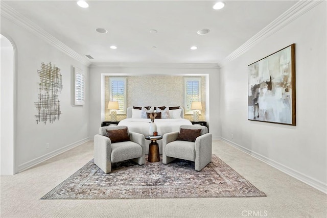 7 Kent Ct, Ladera Ranch, CA 92694 - carpeted bedroom with recessed lighting, arched walkways, and ornamental molding