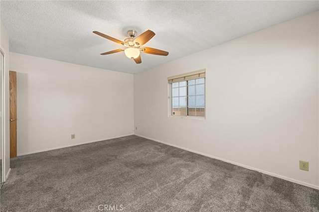 12751 9th St, Garden Grove, CA 92840 - spare room with ceiling fan, dark colored carpet, and a textured ceiling