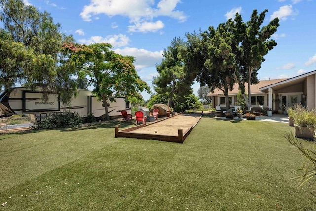 764 Barsby St, Vista, CA 92084 - view of grassy yard featuring a bocce ball area