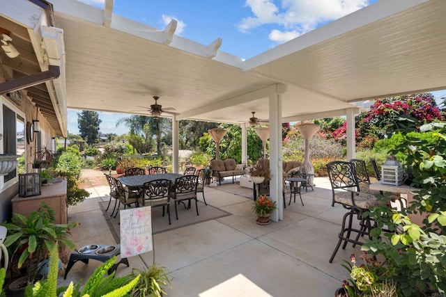 764 Barsby St, Vista, CA 92084 - view of patio / terrace with outdoor dining space, ceiling fan, and an outdoor living space