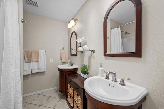 764 Barsby St, Vista, CA 92084 - bathroom with tile patterned floors and a shower with shower curtain