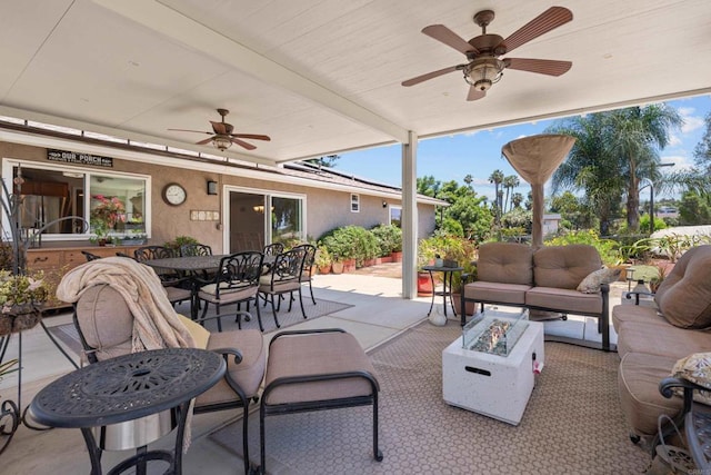 764 Barsby St, Vista, CA 92084 - view of patio with an outdoor living space with a fire pit, ceiling fan, and outdoor dining space