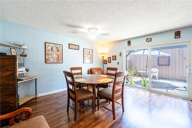 9739 Reseda Blvd Unit 36, Northridge, CA 91324 - dining area featuring wood finished floors, a ceiling fan, and a textured ceiling