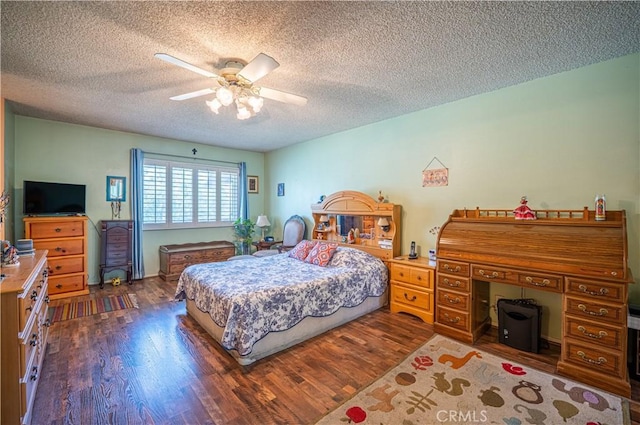9739 Reseda Blvd Unit 36, Northridge, CA 91324 - bedroom with wood finished floors, a textured ceiling, and a ceiling fan