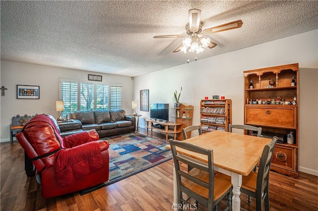 9739 Reseda Blvd Unit 36, Northridge, CA 91324 - dining space featuring ceiling fan, a textured ceiling, and wood finished floors