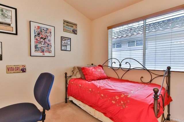 11368 Via Rancho San Diego Unit C, El Cajon, CA 92019 - bedroom featuring carpet flooring and vaulted ceiling