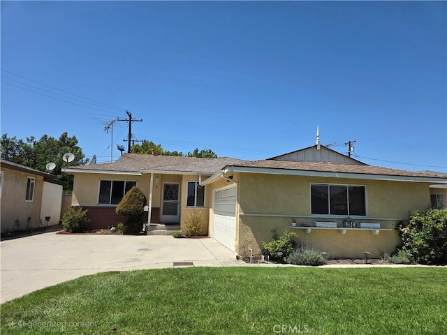 11505 Elmhurst Dr, Norwalk, CA 90650 - view of front of property with a garage, driveway, stucco siding, and a front lawn