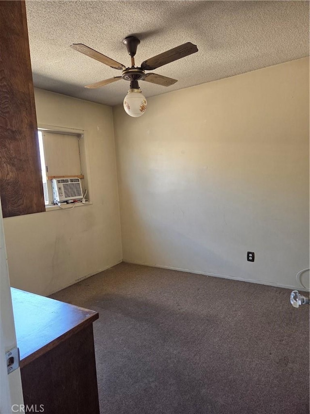 11505 Elmhurst Dr, Norwalk, CA 90650 - empty room with cooling unit, carpet, a ceiling fan, and a textured ceiling