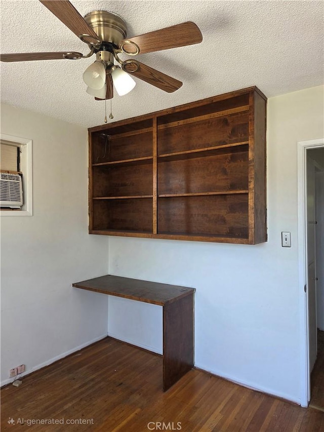 11505 Elmhurst Dr, Norwalk, CA 90650 - unfurnished office featuring dark wood-style flooring, ceiling fan, and a textured ceiling