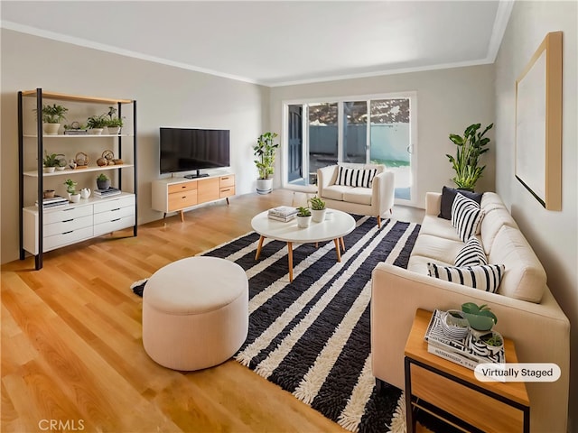 1564 Tanglewood Ln Unit 11, Escondido, CA 92029 - living area featuring light wood-style flooring and crown molding