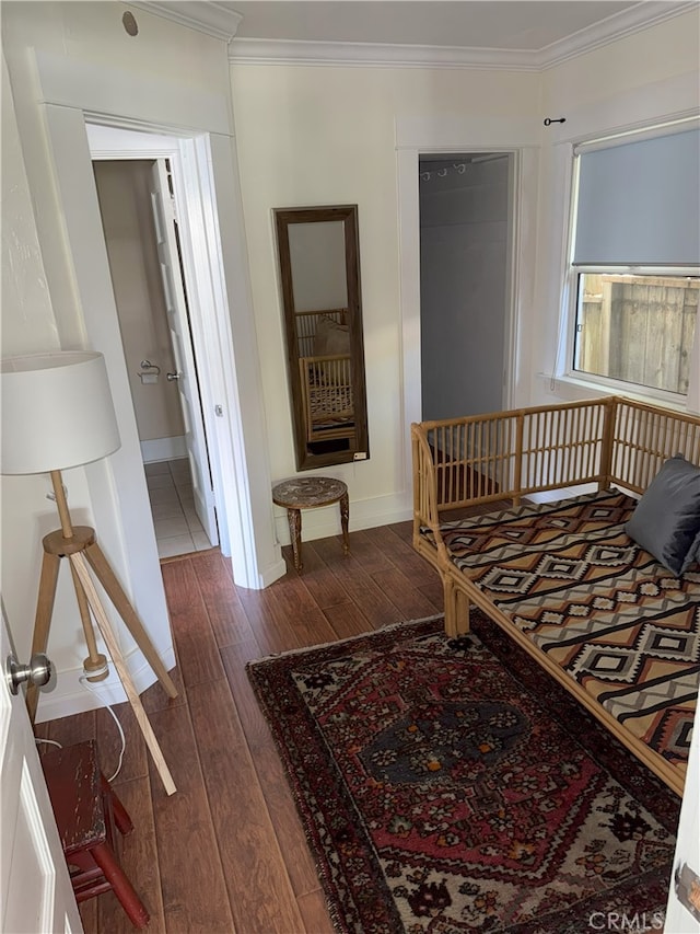 3031 S Denison Ave, San Pedro, CA 90731 - bedroom featuring hardwood / wood-style flooring and ornamental molding