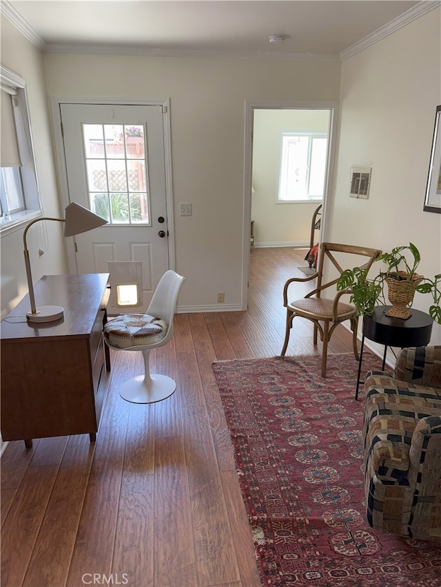 3031 S Denison Ave, San Pedro, CA 90731 - living area featuring wood-type flooring and crown molding