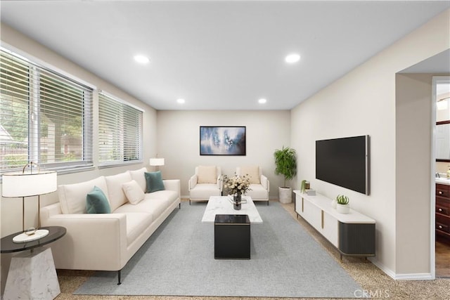4690 Larwin Ave, Cypress, CA 90630 - living area with recessed lighting and carpet flooring