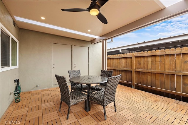 4690 Larwin Ave, Cypress, CA 90630 - view of patio featuring a ceiling fan and outdoor dining space