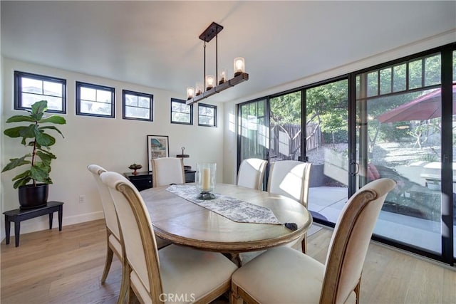 1910 Fixlini St, San Luis Obispo, CA 93401 - dining area with light wood-type flooring and a chandelier