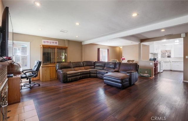 310 E Forhan St, Long Beach, CA 90805 - living room with dark wood finished floors and recessed lighting