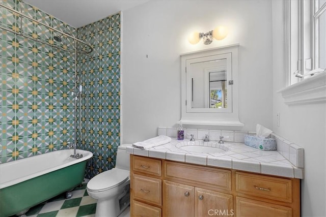 79 Dapplegray Ln, Rolling Hills Estates, CA 90274 - bathroom with a freestanding bath, vanity, and tile patterned floors
