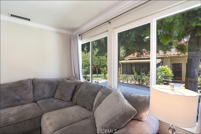2358 Via Mariposa E Unit B, Laguna Woods, CA 92637 - living area featuring crown molding