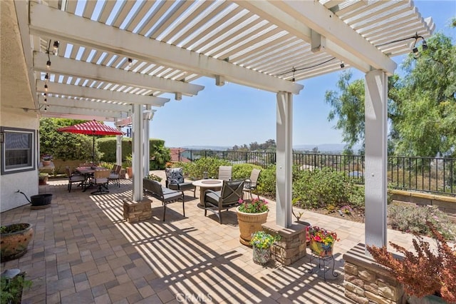 27201 Via Aurora, Mission Viejo, CA 92691 - fenced backyard with a pergola, outdoor dining space, and a patio area