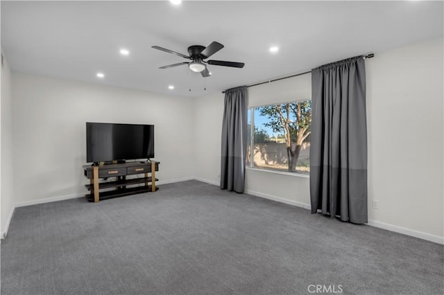 17790 Merrill Ave, Fontana, CA 92335 - carpeted living area featuring recessed lighting and ceiling fan