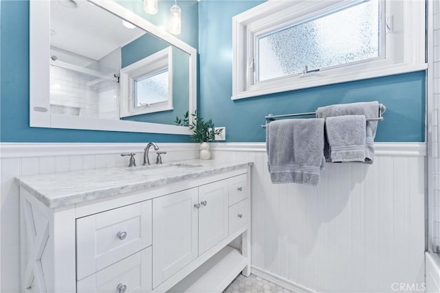 1915 Mariners Dr, Newport Beach, CA 92660 - bathroom with wainscoting and vanity