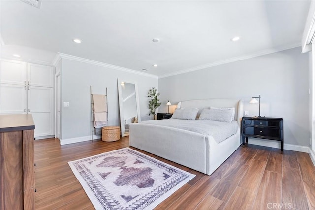 1915 Mariners Dr, Newport Beach, CA 92660 - bedroom featuring wood finished floors, recessed lighting, and crown molding