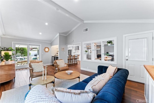 1915 Mariners Dr, Newport Beach, CA 92660 - living room featuring wood finished floors and crown molding