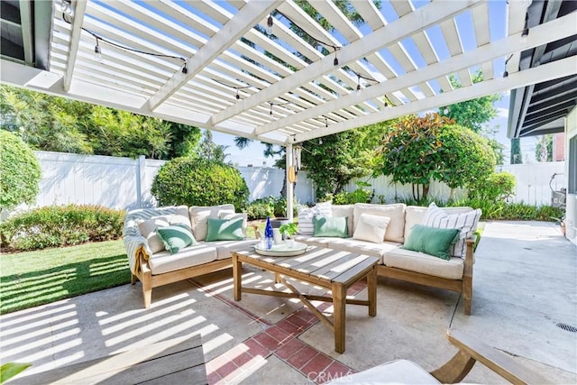 1915 Mariners Dr, Newport Beach, CA 92660 - fenced backyard featuring an outdoor hangout area, a patio, and a pergola